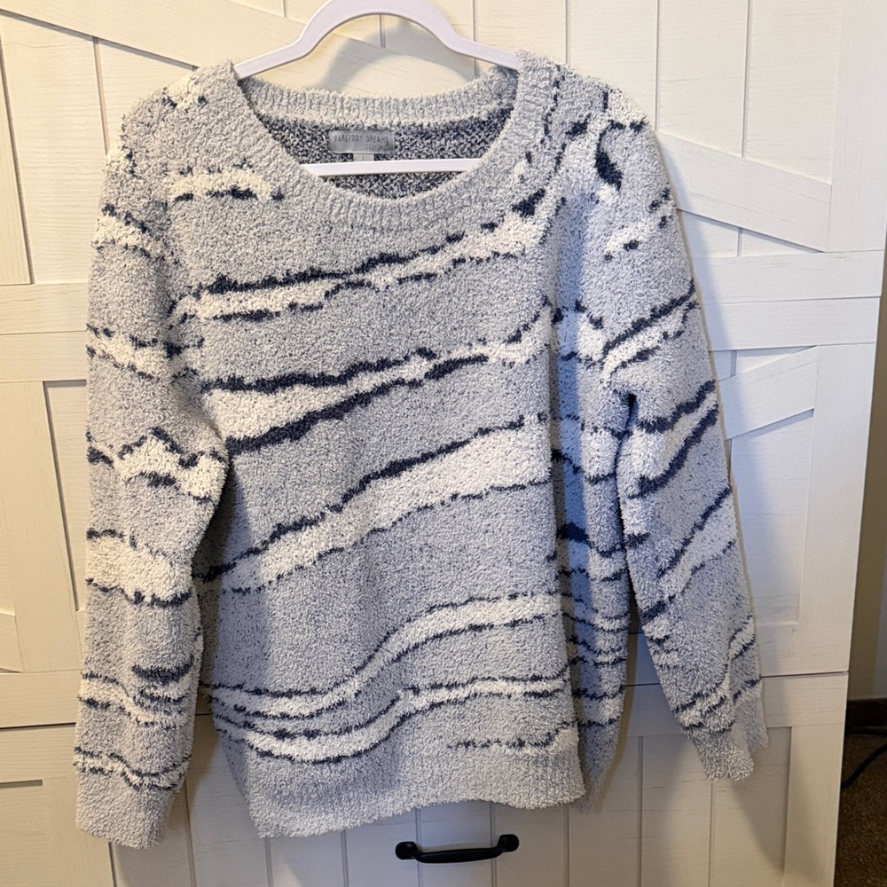 Barefoot Dreams Gray and Black Striped Sweater